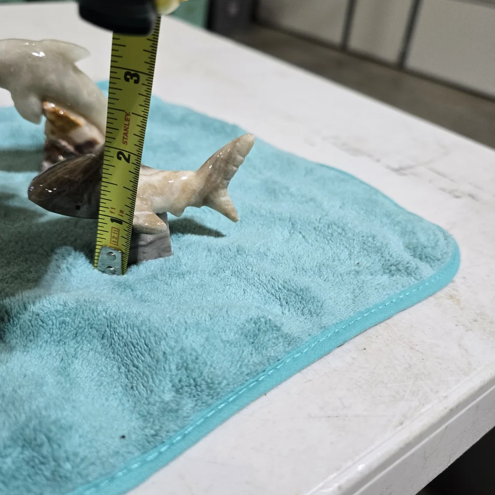 Grey and White Marble Carved Shark And Dolphins.